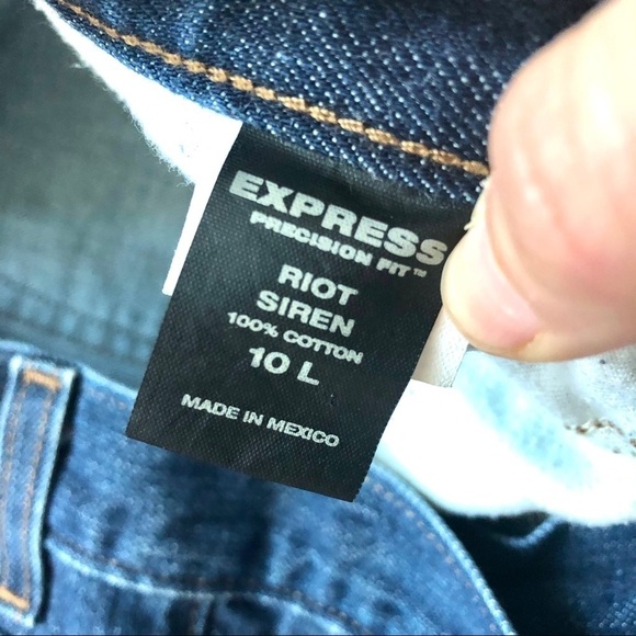 Express Precision Fit Riot Siren Medium Wash 100% Cotton Denim Bootcut Jeans 10 - Picture 3 of 10